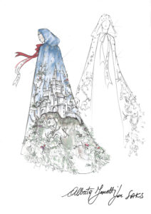 Alberta Ferretti one-of-a-kind fairytale gown sketch for Saks Fifth Avenue 